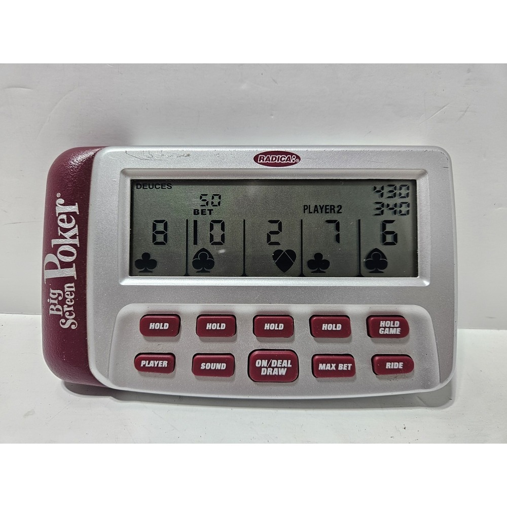 Radica Big Screen Poker 1995 Electronic Handheld Poker Game Tested & Working